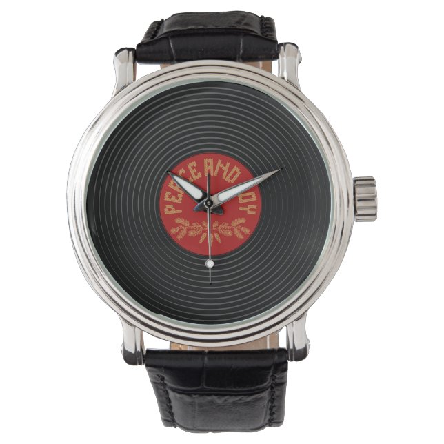 Peace an joy vinyl record design watch (Front)