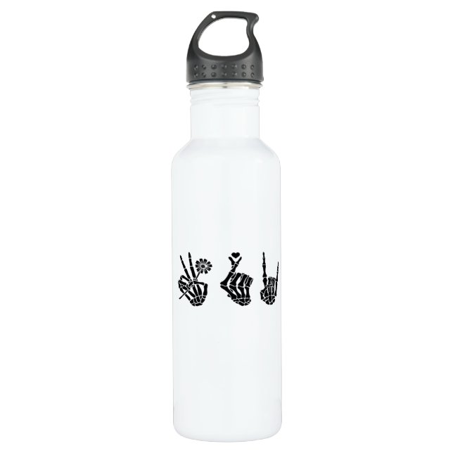Peace And And Roll Skeleton Hands Classic 710 Ml Water Bottle (Front)