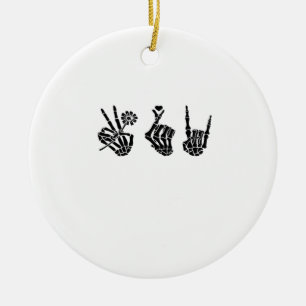 Peace And And Roll Skeleton Hands Classic Ceramic Tree Decoration