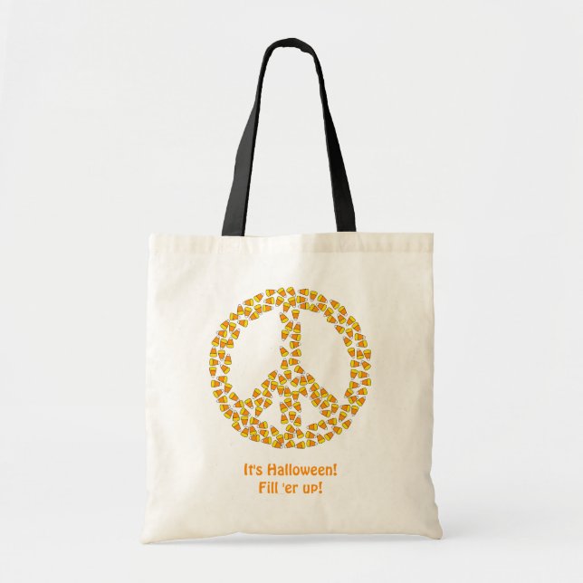 Peace and Candy Corn Tote Bag (Front)