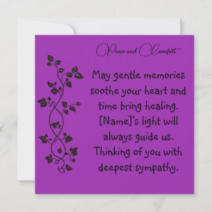 Peace and  Comfort Condolences Card