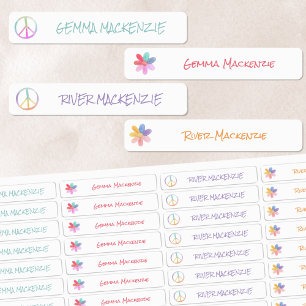 Peace and Flowers Boho Hippie Waterproof Name