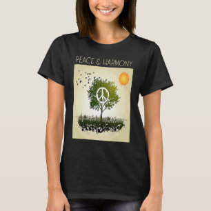 Peace And Harmony Tree Sunset And Birds T-Shirt