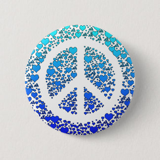 Peace and Hearts. 6 Cm Round Badge