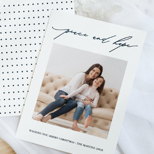 Peace and Hope Calligraphy Holiday Blue and White Invitation