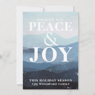 Peace And Joy Blue Mountains Stars Holiday Card