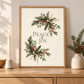 Peace and Joy Botanical Nordic Christmas Poster