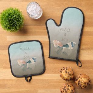 Peace and Joy Butterfly Oven Mitt & Pot Holder Set