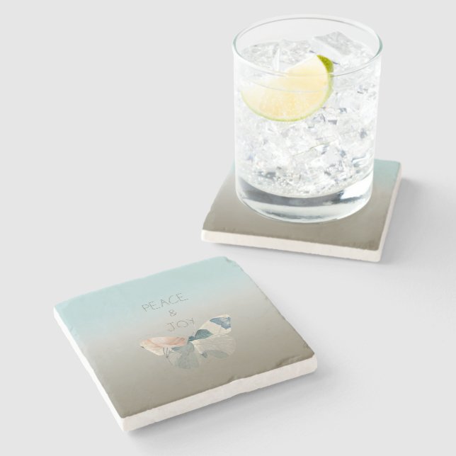 Peace and Joy Butterfly Stone Coaster (Side)