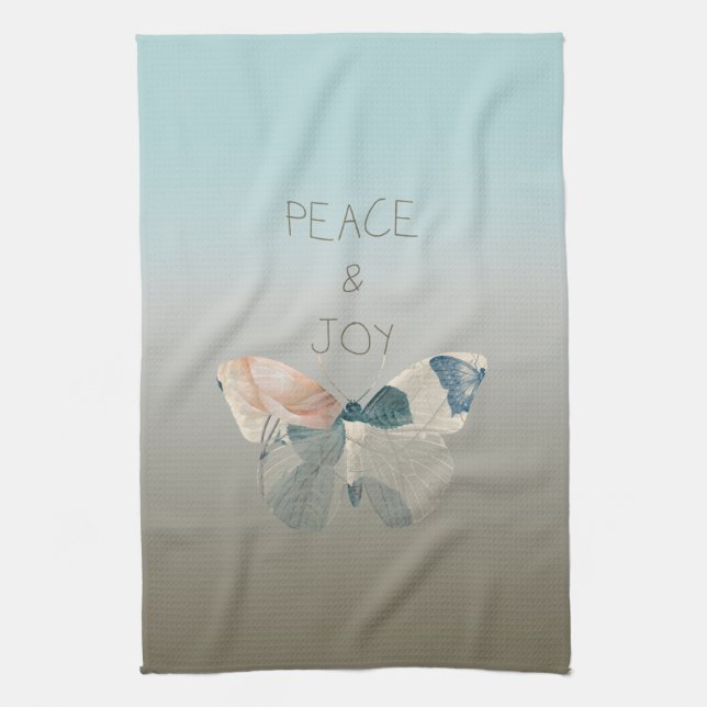 Peace and Joy Butterfly Tea Towel (Vertical)