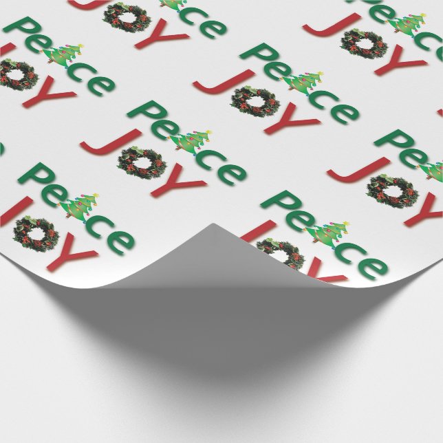 Peace and Joy Christmas Pattern Wrapping Paper (Corner)