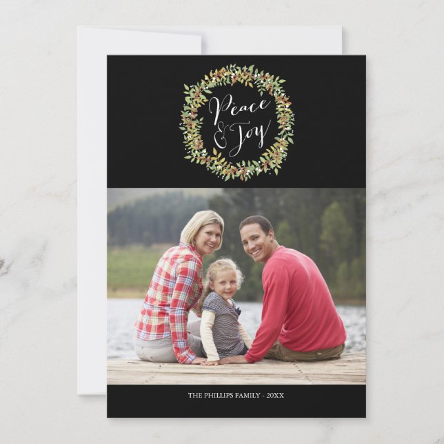 Peace and Joy - Christmas Photo Card (Front)