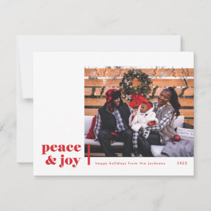 Peace and Joy Corner Modern Photo Holiday Card