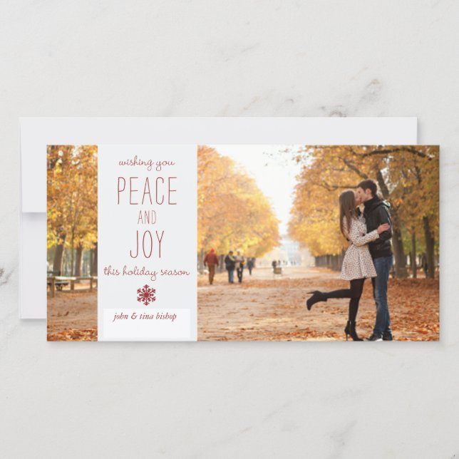 Peace and Joy - Family Photo Card (Front)