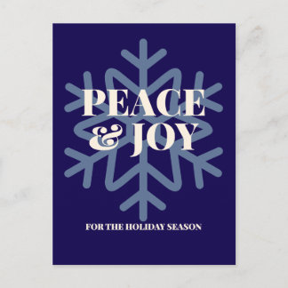 Peace and Joy for the Holiday Season Typography Postcard
