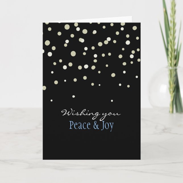 Peace and Joy Gold Confetti Holiday Card (Front)