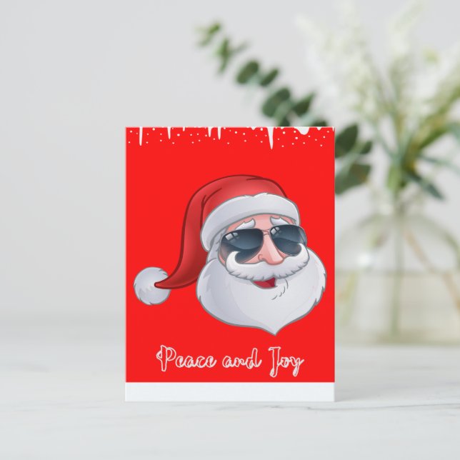 Peace and Joy Holiday Card Red (Standing Front)