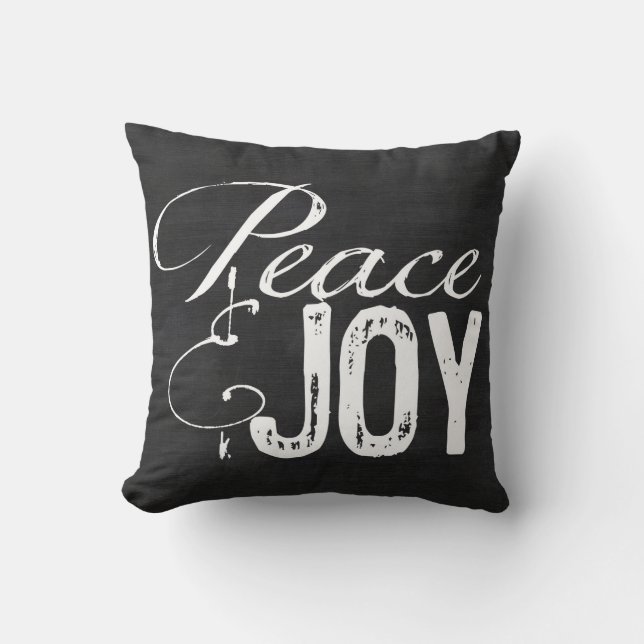 Peace and Joy Holiday Family Christmas Cushion (Front)