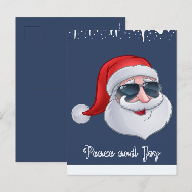 Peace and Joy Holiday Navy Card (Front/Back)