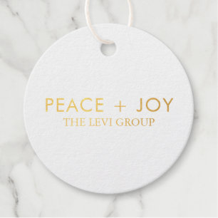 Peace and Joy Minimal Christmas Circle Gold White  Favour Tags