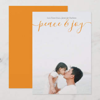 Peace And Joy Modern Christmas Orange Card