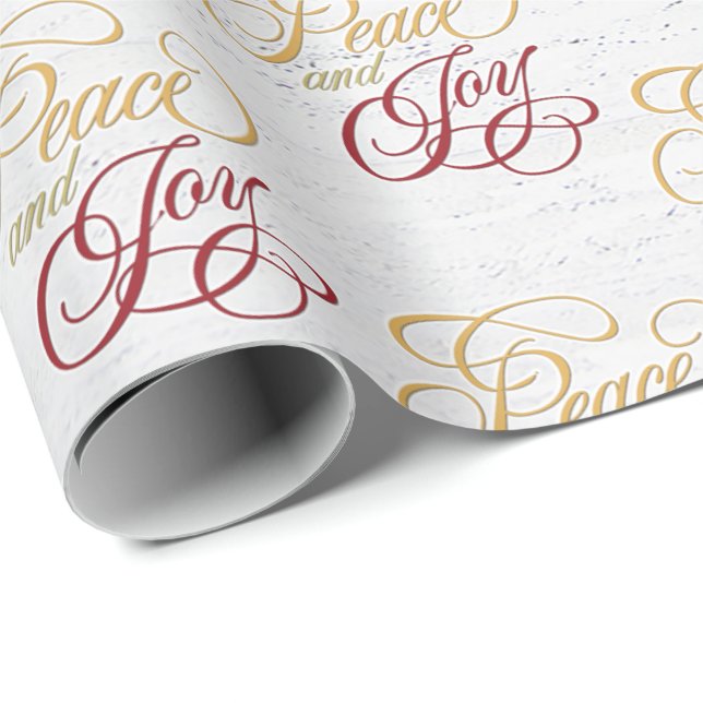 Peace and Joy On Whitewashed Wood Wrapping Paper (Roll Corner)