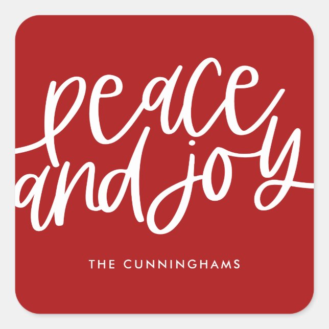 Peace and Joy Red Holiday  Square Sticker (Front)