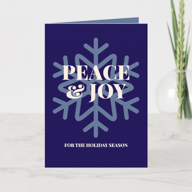 Peace and Joy Snowflake Christmas Photo Card (Front)
