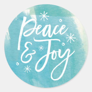 Peace and Joy Snowflakes Watercolor Sticker