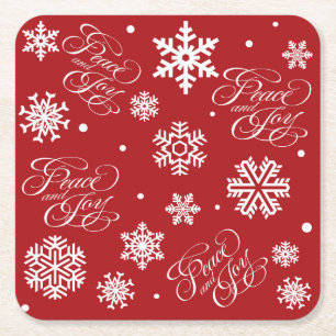 Peace and joy square paper coaster
