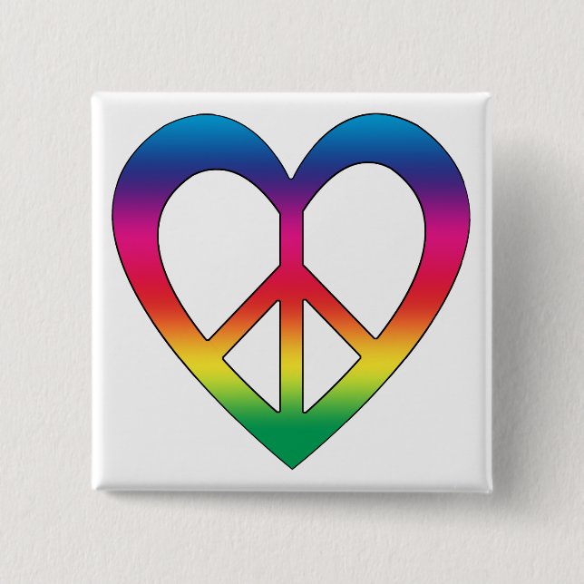 Peace and Love 15 Cm Square Badge (Front)