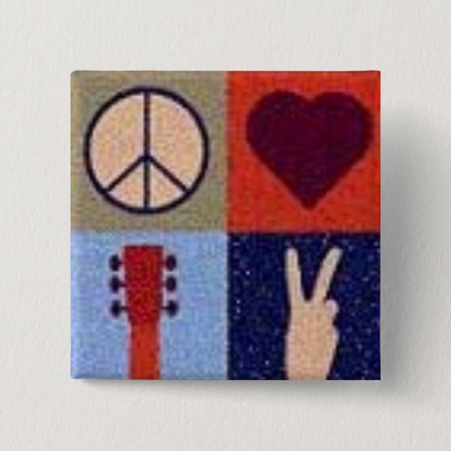 Peace and love. 15 cm square badge (Front)