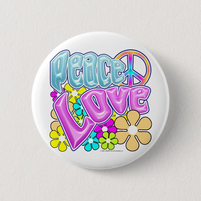 Peace And Love 6 Cm Round Badge (Front)