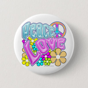 Peace And Love 6 Cm Round Badge