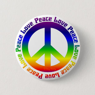 Peace and Love all around 6 Cm Round Badge