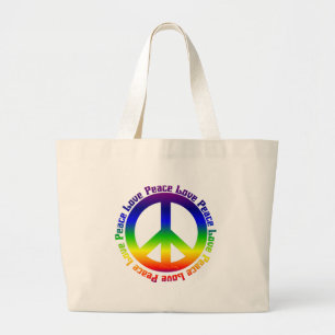 Peace and Love all around Large Tote Bag