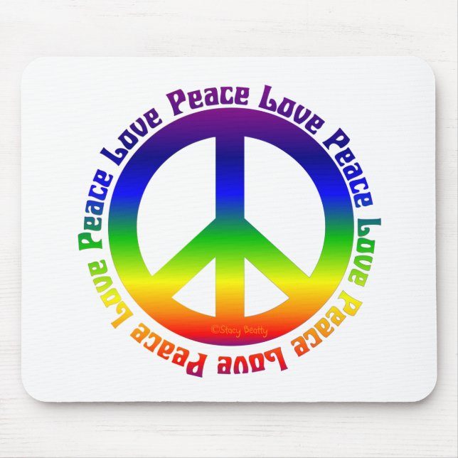 Peace and Love all around Mouse Mat (Front)