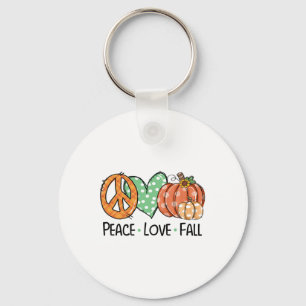 Peace And Love And Fall Pumpkin Autum Happy Fall T Key Ring