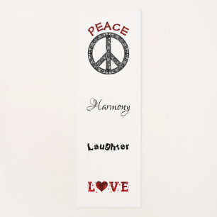 Peace and Love Black/White Yoga Mat