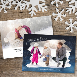 Peace and Love   Brush Photo Frame Christmas Holiday Card