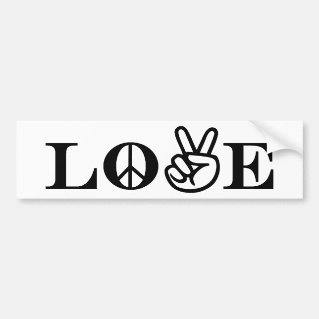 PEACE AND LOVE BUMPER STICKER (Front)