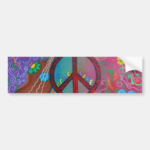 Peace and Love Bumper Sticker
