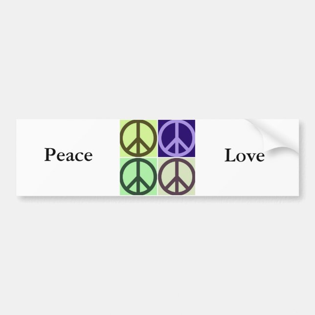 Peace and love bumper sticker (Front)