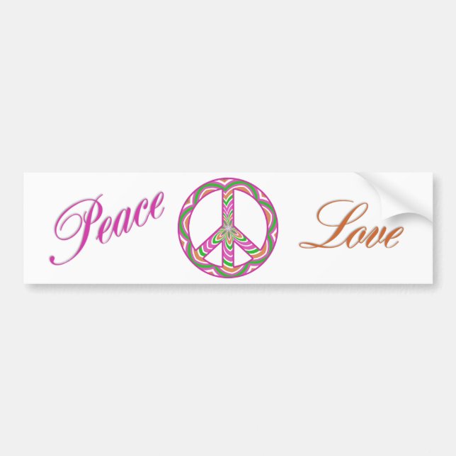 Peace and Love Bumper Sticker (Front)