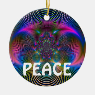 PEACE and LOVE Ceramic Tree Decoration
