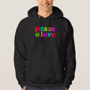 Peace And Love Colourful Playful Slogan Quote Wit Hoodie