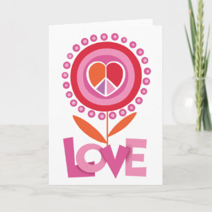 Peace and LOVE flower Holiday Card