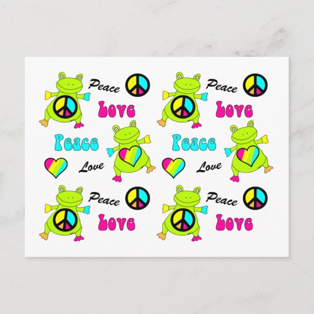 Peace and Love Frogs Postcard (Front)