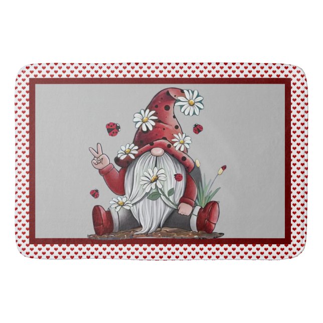 Peace And Love Gnomes Bath Mat (Front)
