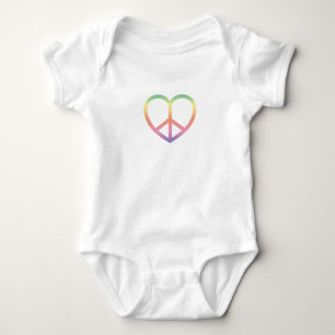 Peace and Love Heart Organic Cotton Onsie Baby Bodysuit